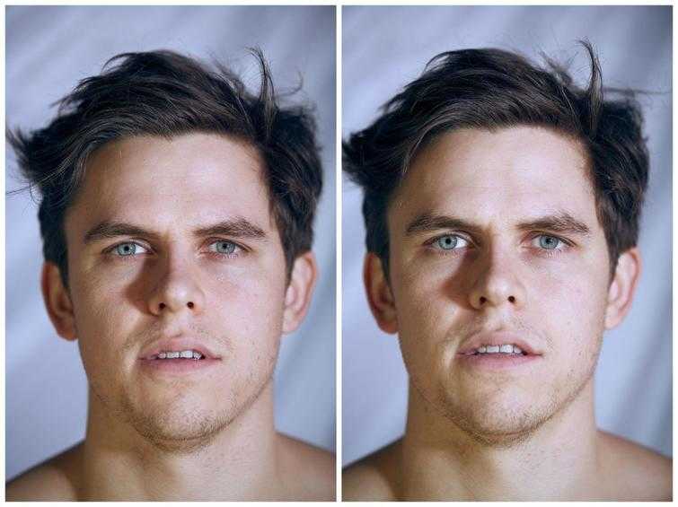 Как меняется выражение лица людей, когда их фотографируют в одежде и без неё
